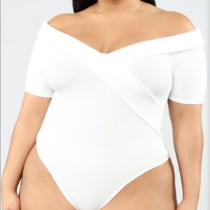 Plus Size White Off the Shoulder Bodysuit